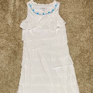 White Beach Dress w/ Blue Stones